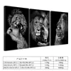 Fábrica Original pintura de parede suspensa para quarto de animais preto e branco pintura spray arte em tela mural leão moderno sala de estar pintura decorativa