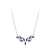 Collar de Plata Esterlina 925 Zircón Azul Mar Profundo Cornamenta Sensación de Alta Gama para Mujer Hasta el Final Tú Celebridad de Internet Diseño de Lujo Ligero Cadena para Clavícula