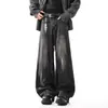 Novedad Primavera y Verano 2025 Estilo Americano High Street Retro Jeans Lavado Negro Moda Masculina Marca cleanfit Pantalones de Pierna Ancha