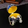 Caixa de Joias de Ovo de Metal Esmaltado com Diamantes Tampa Articulada à Prova de Poeira Caixa de Joias de Ovo de Páscoa Artesanato para Exportação
