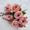 Nuevo Producto de Año Nuevo: Serie de Rosas Artificiales, Rosas de Esquina de Seda Dorada de 11 Cabezas, Decoración de Flores Falsas de Pie para Balcón de Casa, Venta al por Mayor de Fábrica