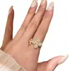 Anel Aberto Flor de Zircônia Vintage Estilo Francês para Mulheres, Anel de Dedo Indicador Ajustável da Moda de Luxo Leve de Alta Qualidade