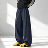Marca de moda americana Corte inclinado Gris Peso pesado Pierna recta Caída Pantalones de chándal Unisex Otoño Holgado Pierna ancha Deportivos Casual Largos