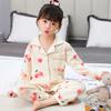 Pijama de Primavera y Otoño para Niños del Sudeste Asiático Cardigan de Imitación de Algodón para Mujer Manga Larga Estampado de Dibujos Animados Ropa Dulce para el Hogar para Niños