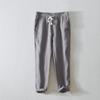 L8104 Pantalones rectos simples japoneses para hombre, lino, cordón, color liso, pantalones casuales para hombre, entrega de una sola pieza