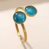 Anel de Aço Inoxidável Mais Vendido Transfronteiriço Estilo Coreano Simples Anel Aberto de Aço Titânio Placa de Solda com Pedra Natural Anel de Casal