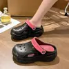 Zapatos Croc de Suela Gruesa para Uso Exterior de Verano para Mujer Chanclas de Playa Baotou Suaves Antideslizantes de Eva