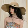 Sombrero de Paja Japonés Plegable de Ala Ancha para Mujer, Sombrero de Sol de Moda de Verano para Playa, Sombrero Parasol de Vacaciones