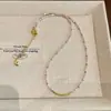 Colar de Miçangas Color Block Jovem Branco Fresco Dopamina para Mulheres, Corrente de Clavícula Exquisita Versátil para o Dia a Dia