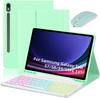 Teclado Bluetooth para Samsung Tab S9 FE 10.9 S7/S8/S9 11, funda de cuero con teclado retroiluminado colorido