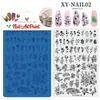Placa de carimbo para nail art com padrões de renda, borboleta e florais, estilo francês, tamanho grande, placa de carimbo de silicone para transferência