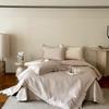 Estilo Luxo Leve Algodão Super Macio Lençóis de Cama Conjunto de Quatro Peças Bordado Rosa Bonito Capa de Edredom Acolchoada Algodão Puro Cobre-Cama Roupa de Cama Vermelho