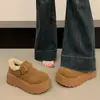 Botas de nieve de suela gruesa para mujer 2026 nuevo estilo invierno más terciopelo cálido otoño e invierno Noreste Birkenstock zapatos de algodón para aumentar altura zapatos de pan