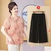 Camiseta Holgada de Verano de Manga Media para Mujeres de Mediana Edad y Mayores Talla Extra 100kg Mamá Gorda Cubre Vientre Top de Moda