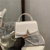 Bolsa de Mão Quadrada Pequena com Textura Fashion de Carta Estilo Francês 2025 Casual Nova Bolsa de Ombro/Axila Feminina Bolsa Transversal
