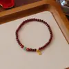 Pulsera de Granate Natural Genuino para Mujer Círculo Único de Piedra Nuevo Diseño Estilo Chino Pulsera Popular para Niñas Uso Apilado