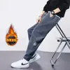 Calça de fleece chenille forrada masculina casual Primavera Outono Inverno macacão calça de moletom esportiva calça de veludo cotelê masculina com amarrilho no tornozelo