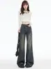 Jeans de Pierna Ancha Bootcut de Tiro Alto Retro Americano para Mujer Primavera y Verano Nuevos de Tiro Alto Sueltos Adelgazantes Pantalones de Chica Hot de Largo Hasta el Suelo