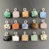 Cristal colorido pedra lapidada ouro pingente octogonal simples corrente clavícula presilha pulseira pequeno pingente material atacado