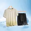 Conjunto de Camiseta de Manga Curta de Seda de Gelo Masculino Verão Esportes Secagem Rápida Bola Fitness Tendência Camiseta Esportiva de Meia Manga Corrida