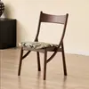 Silla Retro Vintage de Lujo Ligero para Uso en Casa, Silla de Comedor de Madera Maciza, Silla con Respaldo Estilo Nórdico, Silla Minimalista de Diseñador con Orejas de Gato