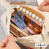 Bolsa para lápices simple de doble capa, gran capacidad, aspecto elegante, bolsa de papelería con cremallera de tela Oxford, bolsa para lápices portátil multifuncional para estudiantes