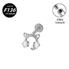 Nuevo Stud para Labio de Aleación de Titanio G23 Piercing con Rosca Interna de Fondo Plano Joyería Stud para Hélice Auricular Estilos Plateado y Dorado Venta al por Mayor
