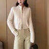 Cárdigan de punto acanalado con cuello alto y doble cremallera, suave y versátil, nuevo estilo otoño/invierno, chaqueta suéter simple, top exterior