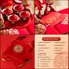 Taza de Té Boca Cambiante Juego de Boda Par de Tazones y Palillos Rojos Tazón de la Felicidad Juego de Té de Dote Suministros para Boda Copas para Brindis Colección