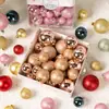 Bola de Natal Spot Transfronteiriça 3/4/5cm Caixa Colorida Quadrada Enfeite para Árvore de Natal Bola Brilhante com Glitter 44 Peças Caixa de Presente