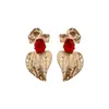 Pendientes de Corazón con Aguja de Plata y Resina Transfronterizos Europeos y Americanos, Pendientes Llamativos de Moda y Únicos con un Toque de Lujo Ligero y Alta Gama para Mujeres