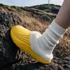 Sapatos de Algodão Cor Lisa Impermeáveis EVA Femininos 2026 Outono Inverno Novos Internos Com Pelúcia Quente Sola Macia Casal Casa Sapatos de Algodão Masculinos