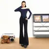Jeans Laranja Infantil # Preto Puro de Veludo de Alta Qualidade Bootcut para Mulheres, Cintura Alta, Emagrecimento, Calças Boca de Sino Modernas e Versáteis
