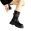 Botas de cowboy estilo occidental para mujer 2026 otoño e invierno nuevas versátiles retro de suela gruesa Botas Martin estilo británico Botines cortos de felpa para mujer