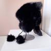 Orelha de urso bonito Lei Feng chapéu das mulheres inverno quente vison como protetores de ouvido cauda bonito lace-up bola de pêlo chapéu de pelúcia