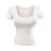 Camiseta Corta Sweet and Spicy Girl de Cuello Cuadrado Acolchada en el Busto Ceñida a la Cintura Hombros Descubiertos para Mujer en Rojo con un Elegante Diseño Ajustado para Verano