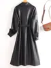Abrigo de cuero de longitud media para mujer con cuello verde, adecuado para ir al trabajo, gabardina elegante, nuevo modelo otoño/invierno 2026 de Haining, chaqueta de piel de oveja talla grande