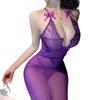 Noche Diversión Sexy Vestido Largo Sexy Ropa Interior Perspectiva Escote Profundo V Vestido de Encaje Noche Uniforme Profesional OL Club Nocturno Ajustado