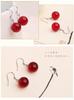 Pendientes de cera de abeja amarilla, pendientes de perla de sangre rojo vino, pendientes de cera de abeja, joyas de ámbar con perla de sangre