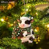 Colgante de Vaca Navideña de Acrílico 2D Pequeña Vaca Adorno para Árbol de Navidad Decoración Festiva Adorno Colgante Fuente de Venta al por Mayor