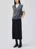 Chaleco Vintage de Pico Lana Merino Suéter de Otoño Ropa Exterior Top de Punto