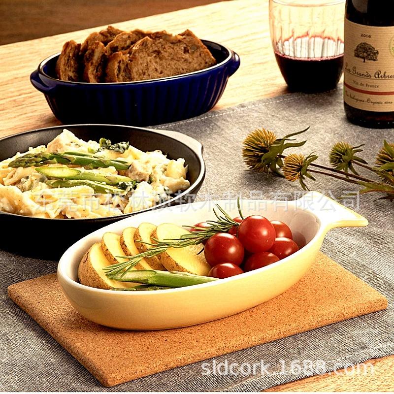 沙拉餐盘软木托盘底座