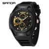 Relógio Sanda para Jovens Cronógrafo Multifuncional Masculino Casual Moda À Prova D'água Luminoso Display Duplo Eletrônico Dropshipping