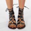 Tacones Sandalias Romanas para Mujer Exportación Estilo de Lujo Europeo y Americano Planos Zapatos Romanos Sandalias con Tira Cruzada y Cremallera Trasera para Mujer