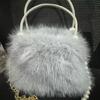 Bolso de Piel de Zorro para Otoño e Invierno Bolso de Mano de Gran Capacidad Bolso Cruzado de Hombro con Perlas Bolso de Felpa para Mujer Bolso Generoso para Llevar en la Mano
