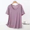Roupa de casa de verão, nova camiseta modal de manga curta para primavera e outono, simples, solta, casual, top de pijama feminino plus size