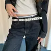 Estilo Punk Y2K Hebilla de Estrella con Remaches Cinturón sin Agujeros para Mujer Estilo Chica Picante de Nicho Cinturón de Cuero con Hebilla de Metal Cinturón para Jeans