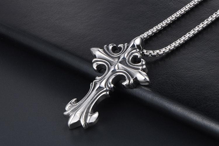 时尚钛钢饰品挂件十字架吊坠毛衣链项链厂家批发 (7)