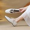 2025 Nuevos Mocasines Camelia Retro Tacón Grueso Zapatos de Mujer Estilo Británico Mary Jane Zapatos de Mujer Zapatos Individuales Zapatos de Cuero Pequeños