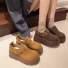 Sapatos Birkenstock com forro de fleece e sola grossa para mulheres, sapatos de inverno 2026 novo modelo, sapatos casuais para neve, slip-on com fivela, sapatos versáteis de algodão